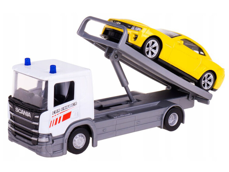 Welly odtahovka Scania P320 + Chevrolet Camaro 1:43